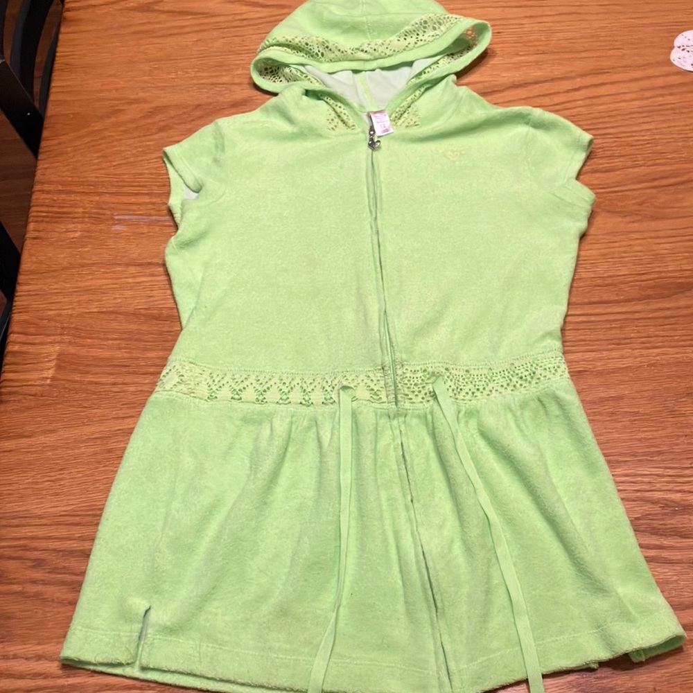 EUC Sz 12 lime green Justice swim cover up
